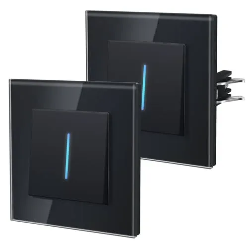 Interrupteur mural va-et-vient BSEED en verre, lot de 2
