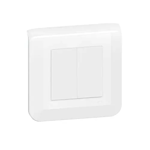 Interrupteur double Legrand Mosaic 10A blanc avec plaque