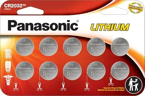 Panasonic CR2032 lithium 3 V, lot de 10 piles bouton