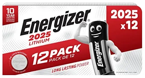 Piles bouton Energizer CR2025 lithium 3 V, pack de 12