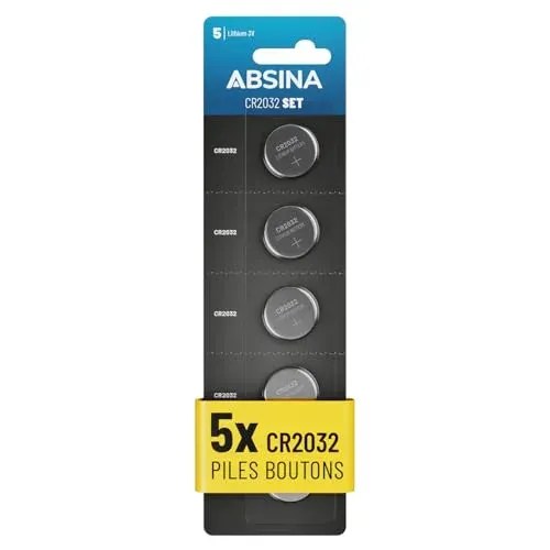 Piles CR2032 3 V lithium ABSINA, lot de 5