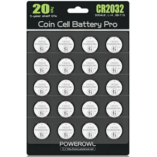 Piles CR2032 3 V POWEROWL, lot de 20 au lithium
