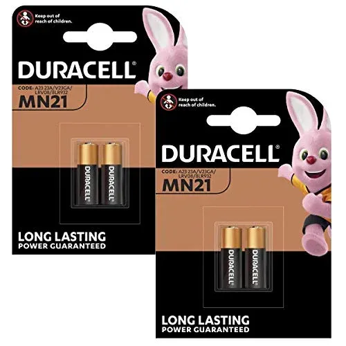 Piles Duracell A23 12 V, lot de 2 paquets (4 pièces)