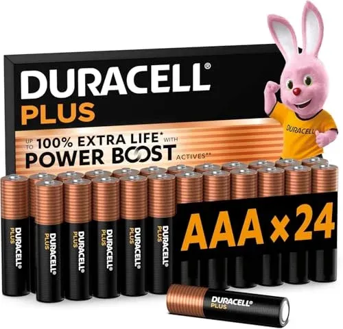 Piles AAA alcalines Duracell Plus LR03 lot de 24