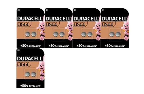 Piles bouton Duracell LR44 A76, lot de 10