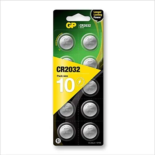 Piles bouton GP CR2032 lithium 3 V, boîte de 10