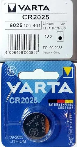 Piles bouton Varta CR2025 au lithium, lot de 10