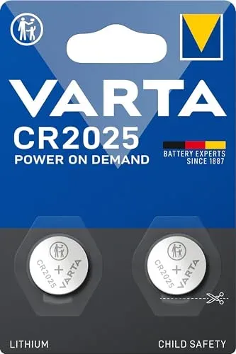 Piles bouton CR2025 Varta, lot de 2, lithium 3V