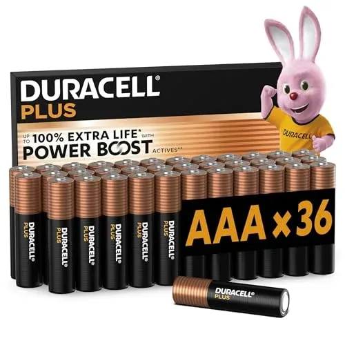 Piles Duracell AAA Plus LR03 alcalines lot de 36
