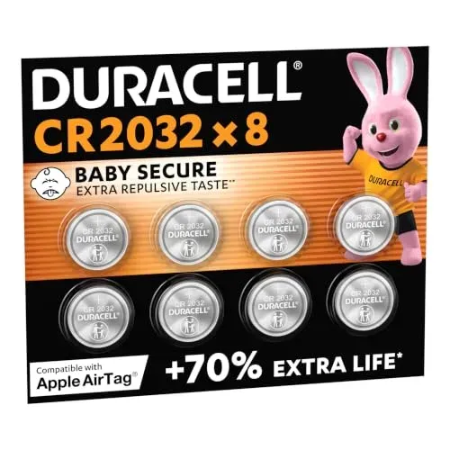 Piles Duracell CR2032 lithium lot de 8