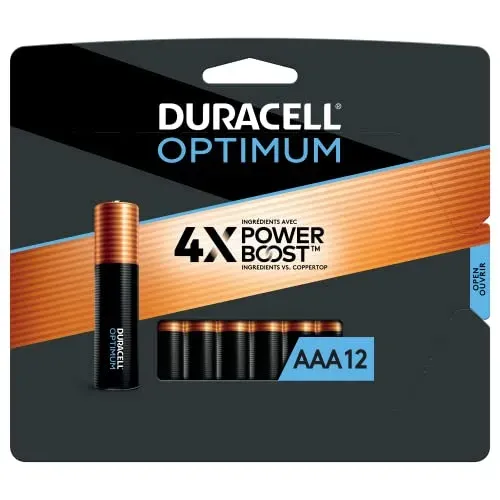 Duracell Optimum AAA : lot de 12 piles alcalines