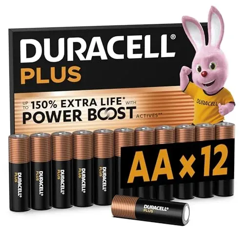 Piles Duracell Plus AA LR06 lot de 12
