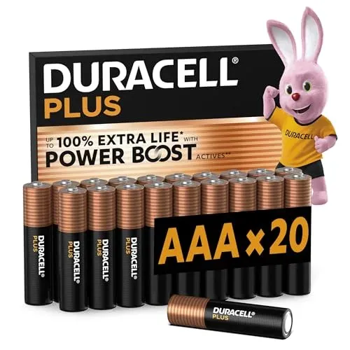 Piles alcalines Duracell Plus AAA LR03 (lot de 20)