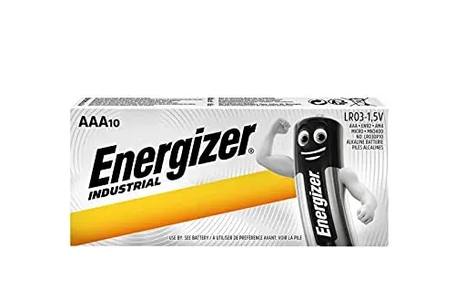 Piles alcalines Energizer Industrial AAA LR03, boîte de 10