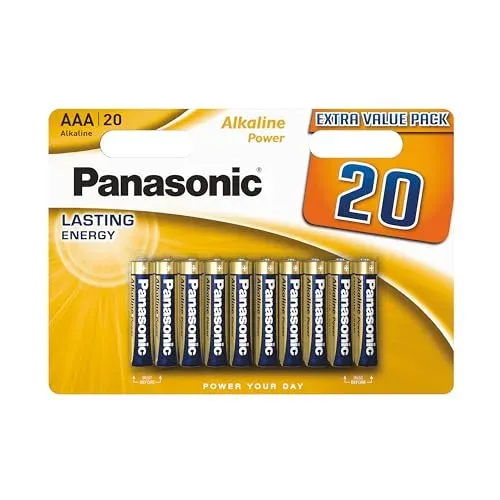 Piles alcalines Panasonic AAA LR03, lot de 20