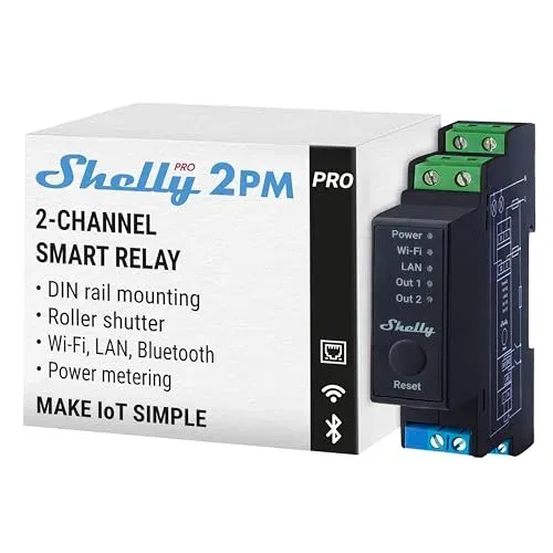 Shelly Pro 2PM, interrupteur connecté rail DIN pour volets