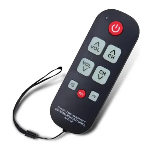 Télécommande TV Waoclowr pour seniors, étanche, grandes touches