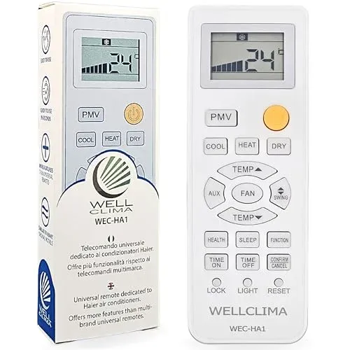 Télécommande Wellclima WEC-HA1 pour climatiseurs Haier, HEC, Candy