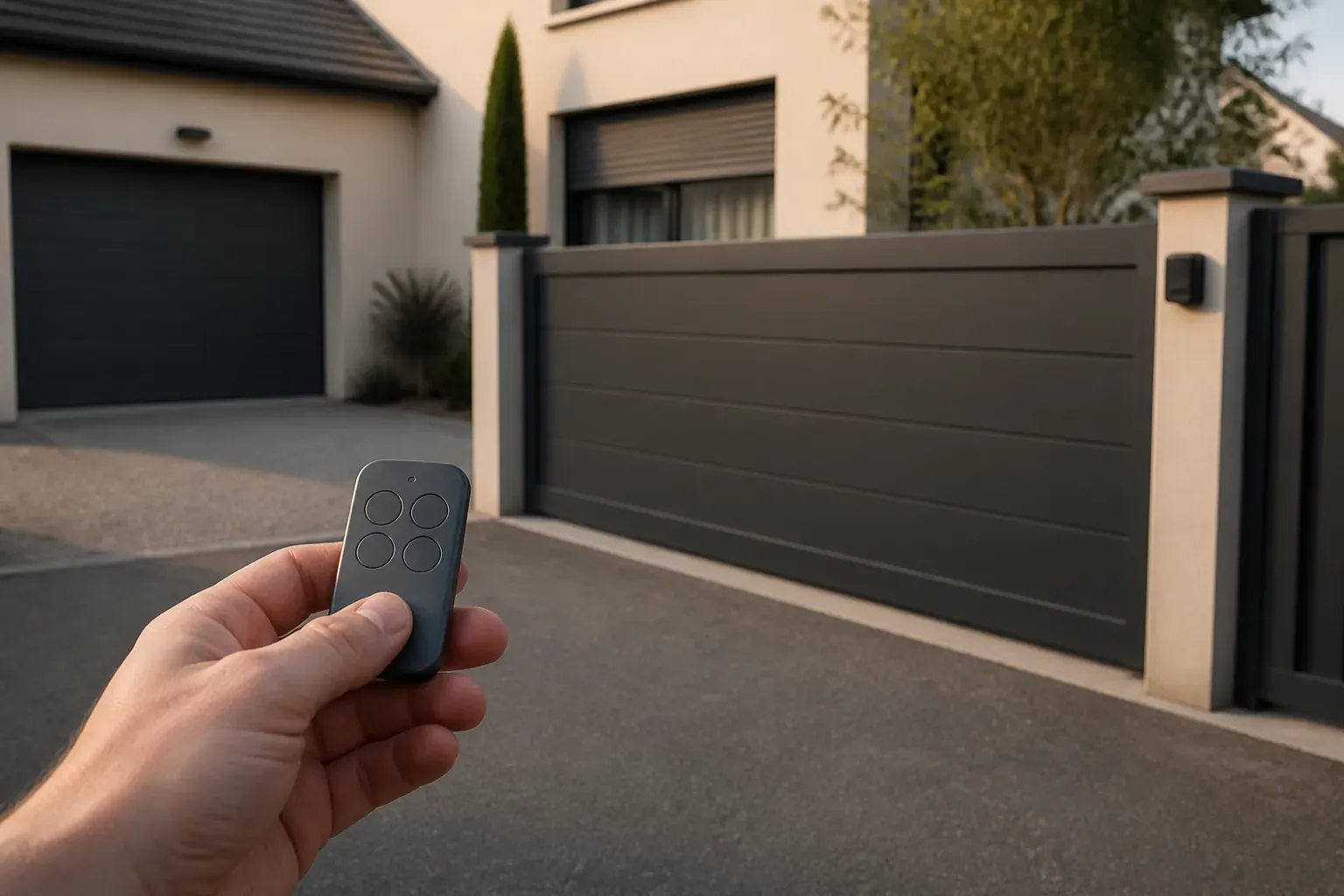 Portail, garage et volet roulant avec leurs télécommandes